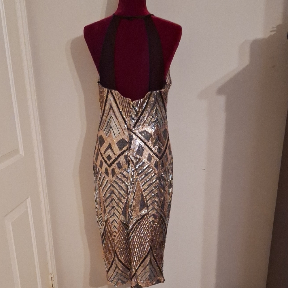 Gold and Black Sequin Sheath Dress - Picture 2 of 2